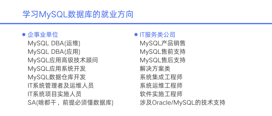 MySQL工作方向